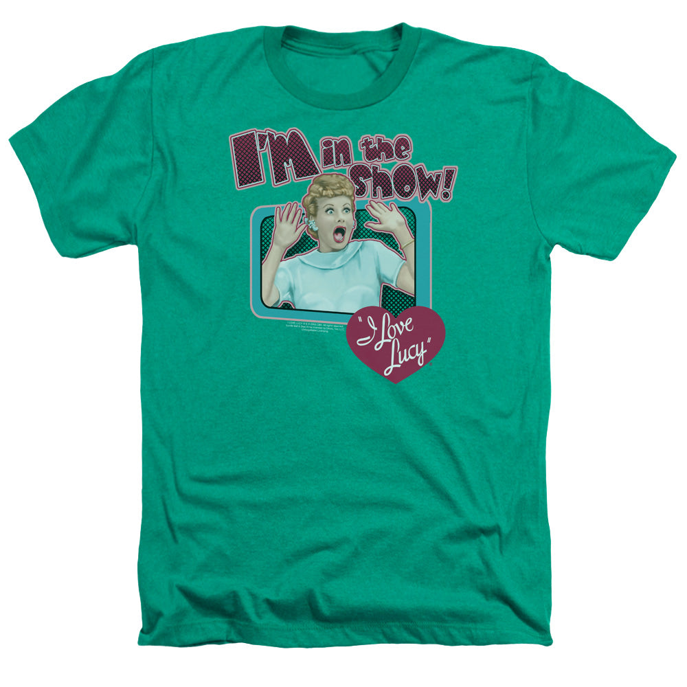 AN OFFCIALLY LICENSED I LOVE LUCY PUT ME IN THE SHOW MEN'S HEATHER T-SHIRT KELLY GREEN