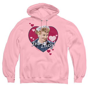 AN OFFCIALLY LICENSED I LOVE LUCY IM LUCY ADULT UNISEX PULLOVER HOODIE PINK