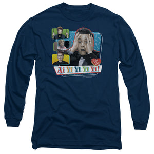 AN OFFCIALLY LICENSED I LOVE LUCY AI YI YI YI YI MEN'S LONG SLEEVE T-SHIRT NAVY