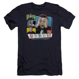 AN OFFCIALLY LICENSED I LOVE LUCY AI YI YI YI YI MEN'S PREMIUM SLIM FIT T-SHIRT NAVY