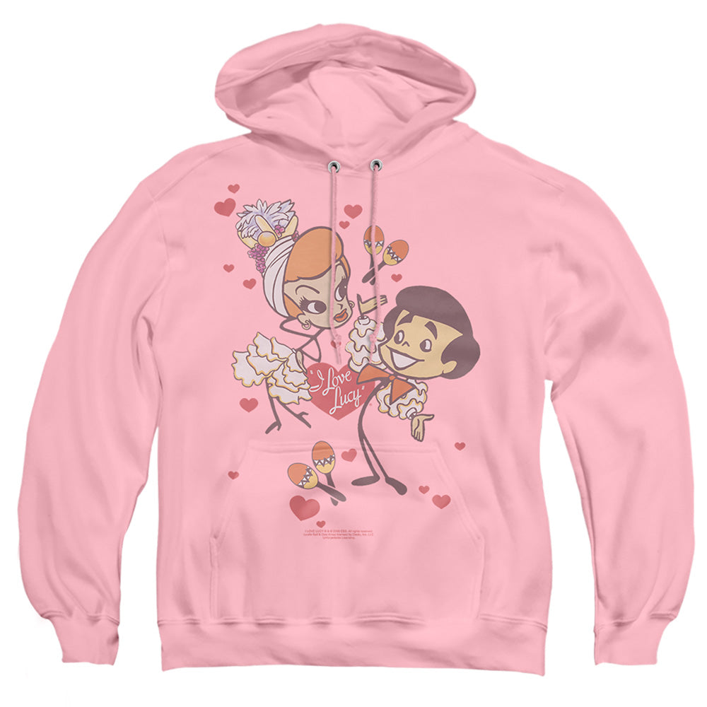 AN OFFCIALLY LICENSED I LOVE LUCY RUMBA DANCE ADULT UNISEX PULLOVER HOODIE PINK
