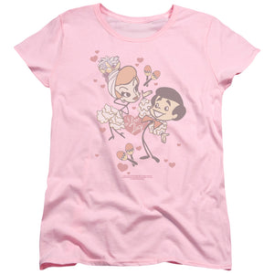 AN OFFCIALLY LICENSED I LOVE LUCY RUMBA DANCE WOMEN'S REGULAR FIT T-SHIRT PINK