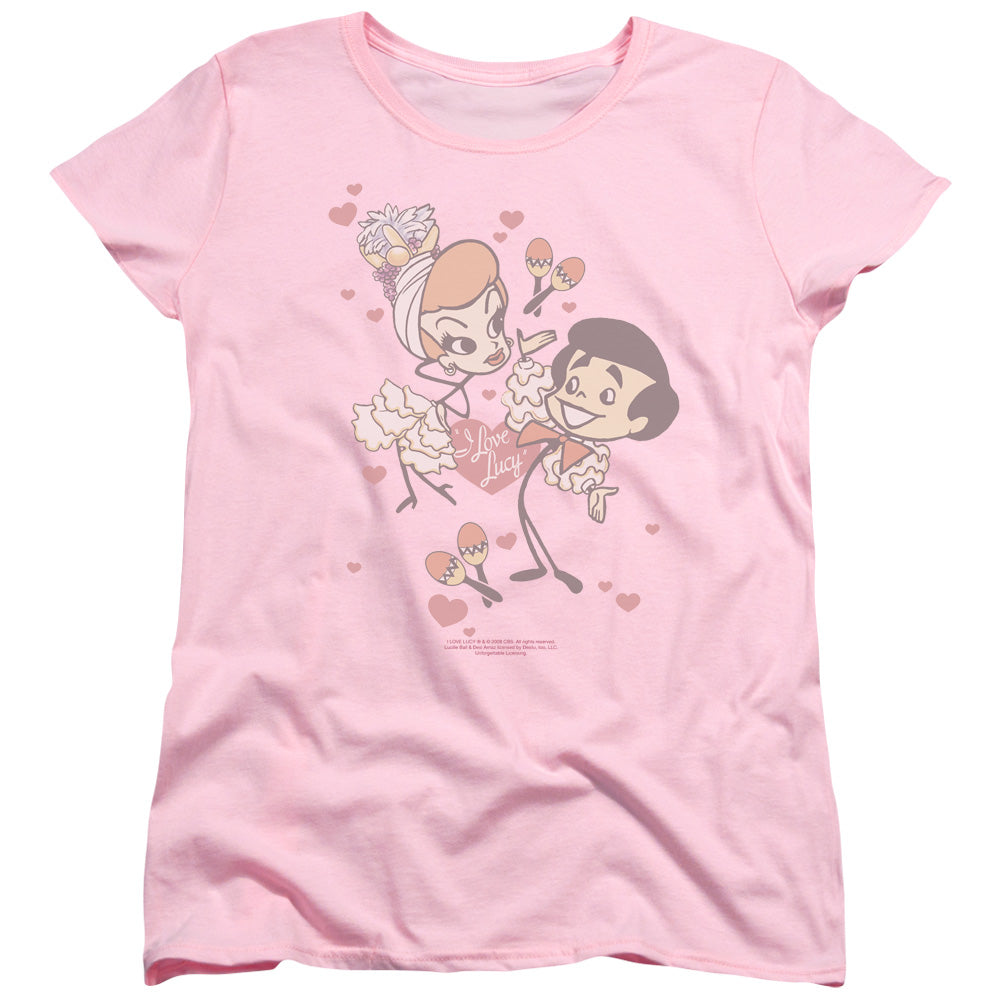 AN OFFCIALLY LICENSED I LOVE LUCY RUMBA DANCE WOMEN'S REGULAR FIT T-SHIRT PINK