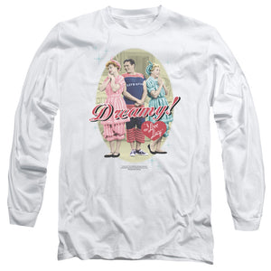 AN OFFCIALLY LICENSED I LOVE LUCY DREAMY! MEN'S LONG SLEEVE T-SHIRT WHITE