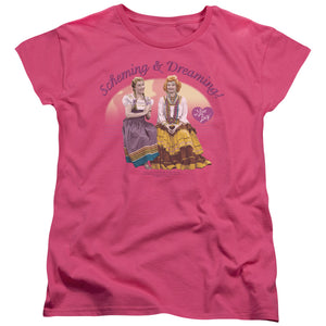 AN OFFCIALLY LICENSED I LOVE LUCY SCHEMING & DREAMING WOMEN'S REGULAR FIT T-SHIRT HOT PINK