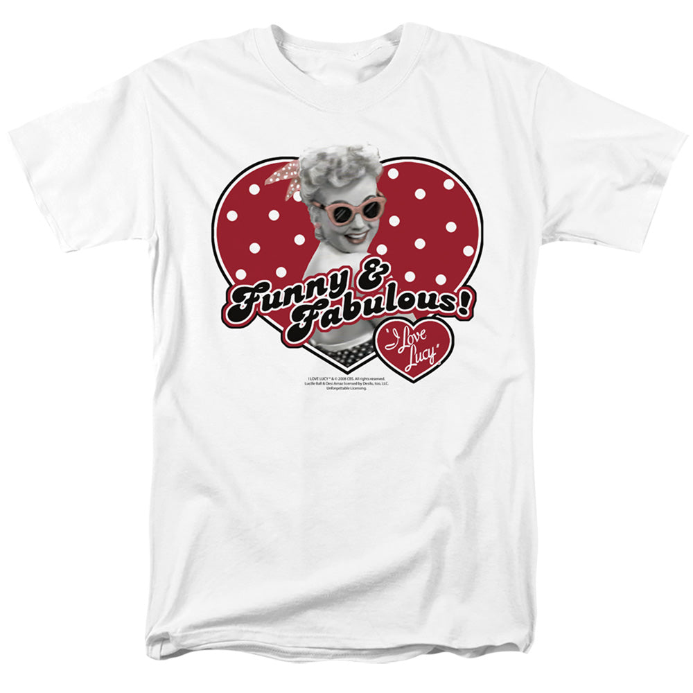 AN OFFCIALLY LICENSED I LOVE LUCY FUNNY & FABULOUS MEN'S REGULAR FIT T-SHIRT WHITE