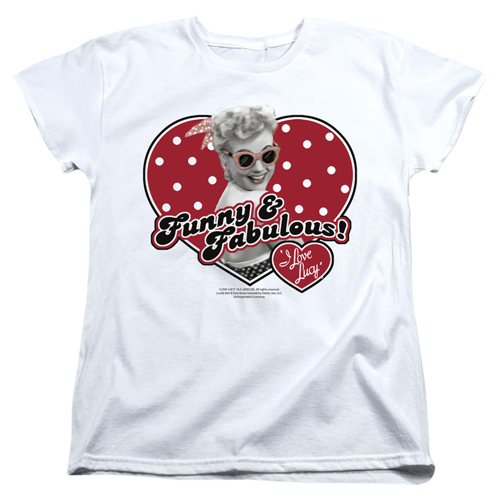 AN OFFCIALLY LICENSED I LOVE LUCY FUNNY & FABULOUS WOMEN'S REGULAR FIT T-SHIRT WHITE
