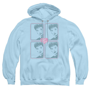 AN OFFCIALLY LICENSED I LOVE LUCY LUCY SQUARED ADULT UNISEX PULLOVER HOODIE LIGHT BLUE