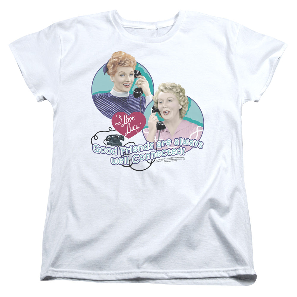 AN OFFCIALLY LICENSED I LOVE LUCY ALWAYS CONNECTED WOMEN'S REGULAR FIT T-SHIRT WHITE