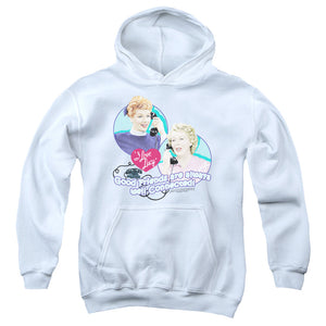 AN OFFCIALLY LICENSED I LOVE LUCY ALWAYS CONNECTED YOUTH HOODIE WHITE