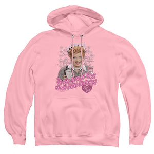 AN OFFCIALLY LICENSED I LOVE LUCY TASTES LIKE CANDY ADULT UNISEX PULLOVER HOODIE PINK