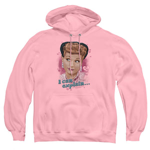 AN OFFCIALLY LICENSED I LOVE LUCY I CAN EXPLAIN ADULT UNISEX PULLOVER HOODIE PINK