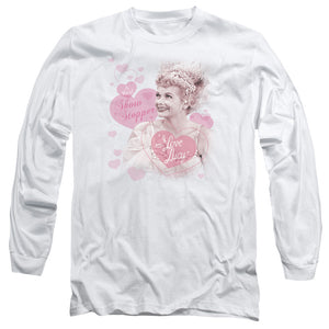 AN OFFCIALLY LICENSED I LOVE LUCY SHOW STOPPER MEN'S LONG SLEEVE T-SHIRT WHITE