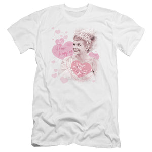 AN OFFCIALLY LICENSED I LOVE LUCY SHOW STOPPER MEN'S PREMIUM SLIM FIT T-SHIRT WHITE