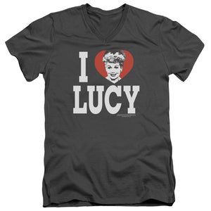 AN OFFCIALLY LICENSED I LOVE LUCY I LOVE LUCY MEN'S V-NECK T-SHIRT CHARCOAL