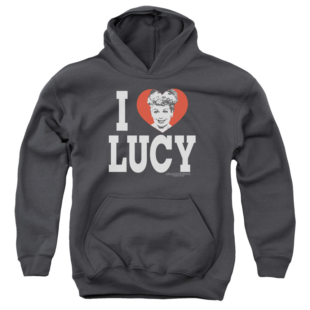 AN OFFCIALLY LICENSED I LOVE LUCY I LOVE LUCY YOUTH HOODIE CHARCOAL