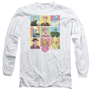 AN OFFCIALLY LICENSED I LOVE LUCY SO MANY FACES MEN'S LONG SLEEVE T-SHIRT WHITE