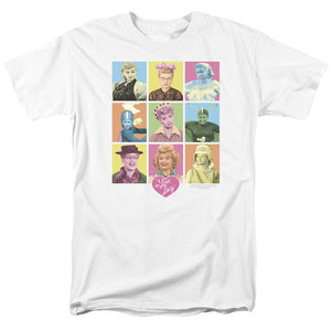AN OFFCIALLY LICENSED I LOVE LUCY SO MANY FACES MEN'S REGULAR FIT T-SHIRT WHITE