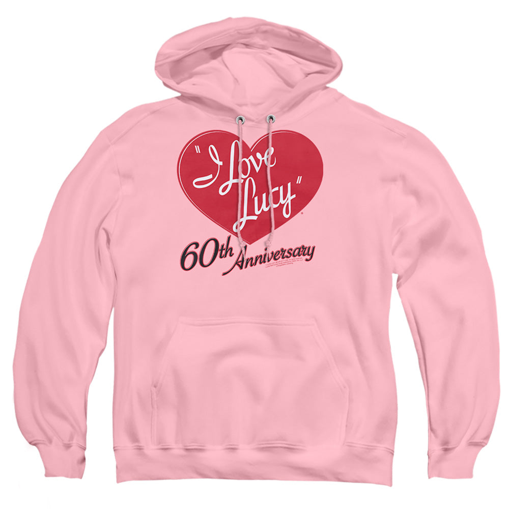 AN OFFCIALLY LICENSED I LOVE LUCY 60TH ANNIVERSARY ADULT UNISEX PULLOVER HOODIE PINK