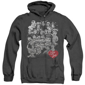 AN OFFCIALLY LICENSED I LOVE LUCY 60 YEARS OF FUN ADULT UNISEX HEATHER PULLOVER HOODIE BLACK