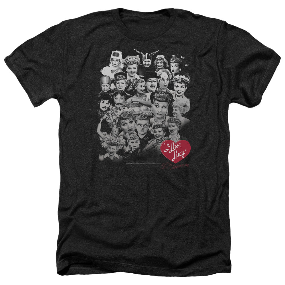 AN OFFCIALLY LICENSED I LOVE LUCY 60 YEARS OF FUN MEN'S HEATHER T-SHIRT CHARCOAL