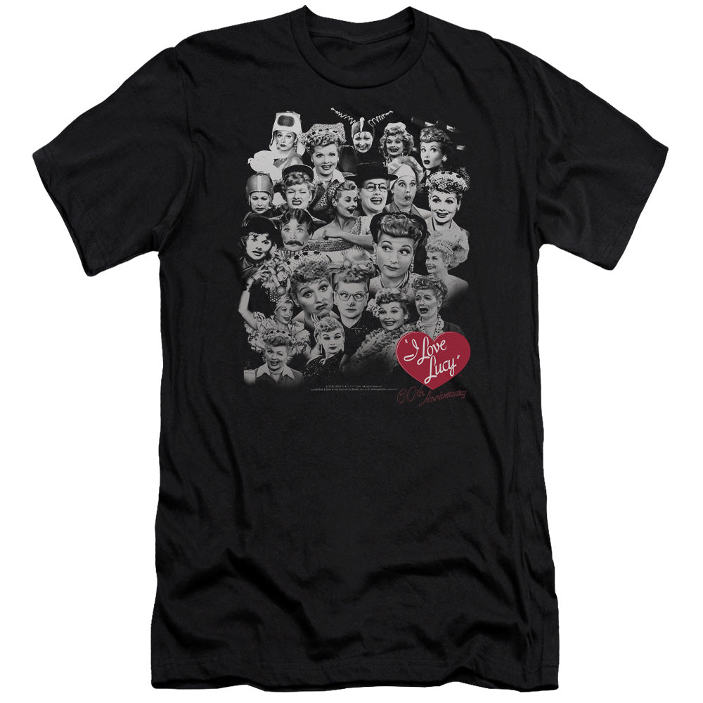 AN OFFCIALLY LICENSED I LOVE LUCY 60 YEARS OF FUN MEN'S PREMIUM SLIM FIT T-SHIRT BLACK