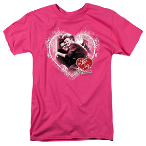 AN OFFCIALLY LICENSED I LOVE LUCY HAPPY ANNIVERSARY MEN'S REGULAR FIT T-SHIRT HOT PINK