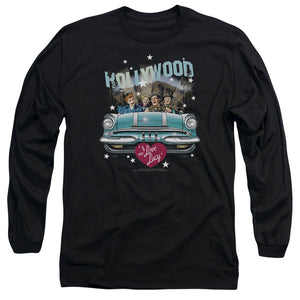 AN OFFCIALLY LICENSED I LOVE LUCY HOLLYWOOD ROAD TRIP MEN'S LONG SLEEVE T-SHIRT BLACK