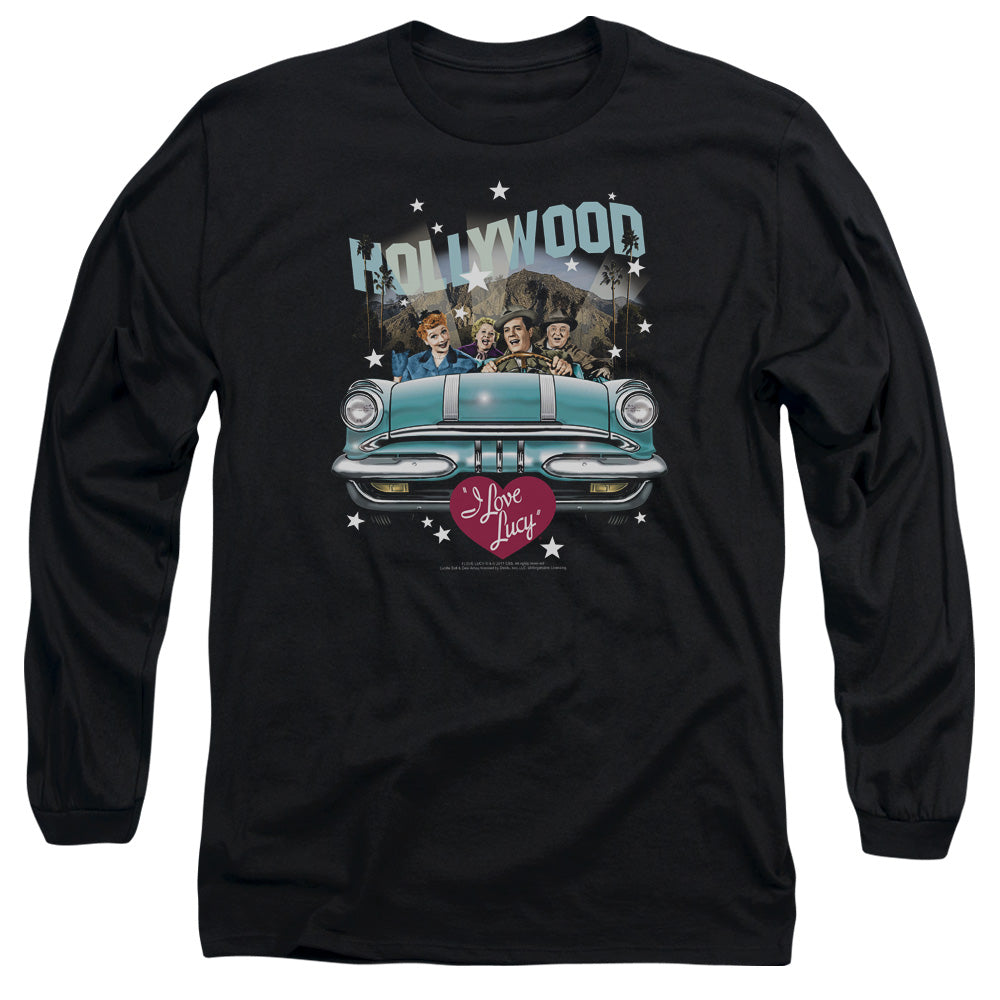 AN OFFCIALLY LICENSED I LOVE LUCY HOLLYWOOD ROAD TRIP MEN'S LONG SLEEVE T-SHIRT BLACK