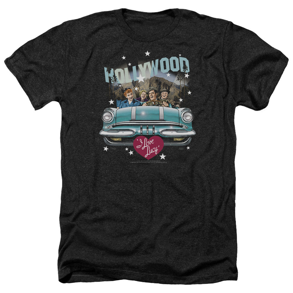 AN OFFCIALLY LICENSED I LOVE LUCY HOLLYWOOD ROAD TRIP MEN'S HEATHER T-SHIRT CHARCOAL