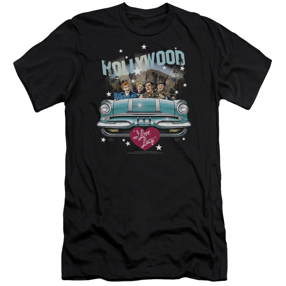 AN OFFCIALLY LICENSED I LOVE LUCY HOLLYWOOD ROAD TRIP MEN'S PREMIUM SLIM FIT T-SHIRT BLACK
