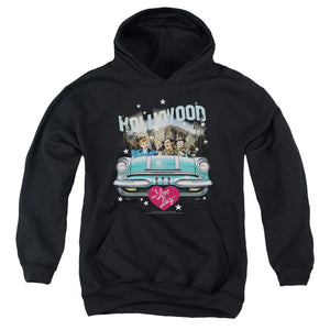 AN OFFCIALLY LICENSED I LOVE LUCY HOLLYWOOD ROAD TRIP YOUTH HOODIE BLACK