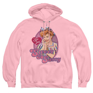 AN OFFCIALLY LICENSED I LOVE LUCY SWEET & SASSY ADULT UNISEX PULLOVER HOODIE PINK