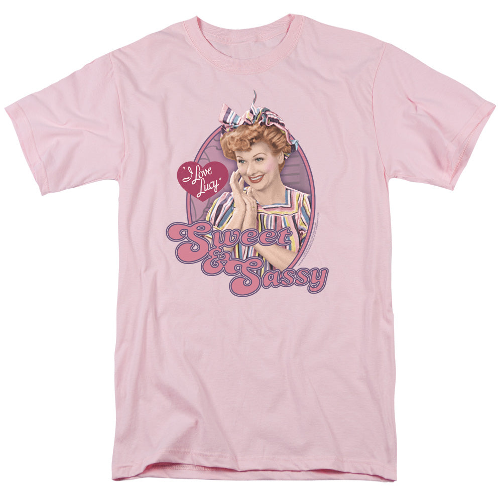 AN OFFCIALLY LICENSED I LOVE LUCY SWEET & SASSY MEN'S REGULAR FIT T-SHIRT PINK