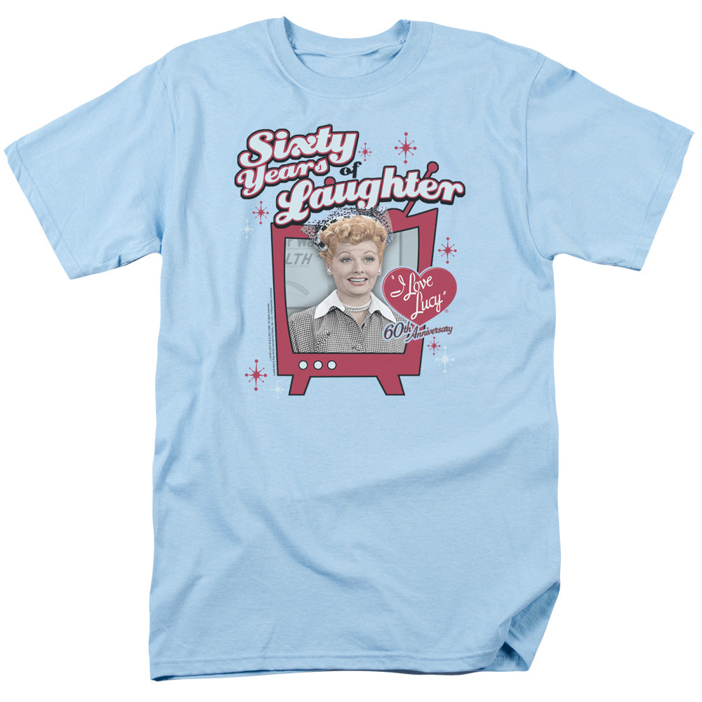 AN OFFCIALLY LICENSED I LOVE LUCY 60 YEARS OF LAUGHTER MEN'S REGULAR FIT T-SHIRT LIGHT BLUE