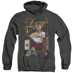 AN OFFCIALLY LICENSED I LOVE LUCY BITTER GRAPES ADULT UNISEX HEATHER PULLOVER HOODIE BLACK
