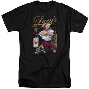 AN OFFCIALLY LICENSED I LOVE LUCY BITTER GRAPES MEN'S TALL FIT T-SHIRT BLACK