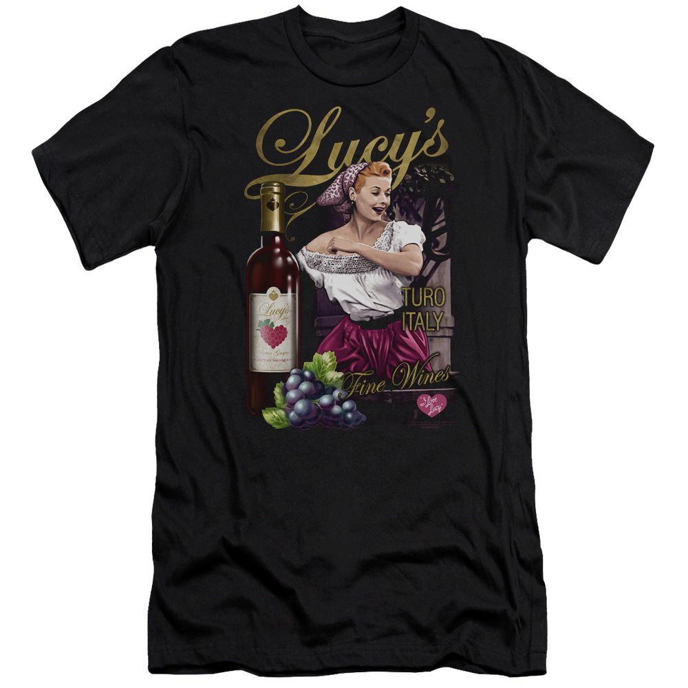 AN OFFCIALLY LICENSED I LOVE LUCY BITTER GRAPES MEN'S PREMIUM SLIM FIT T-SHIRT BLACK