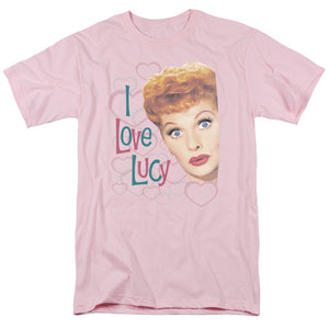 AN OFFCIALLY LICENSED I LOVE LUCY OPEN HEARTS MEN'S REGULAR FIT T-SHIRT PINK