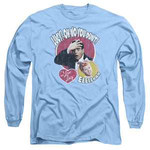 AN OFFCIALLY LICENSED I LOVE LUCY YELLING IN SPANISH MEN'S LONG SLEEVE T-SHIRT CAROLINA BLUE