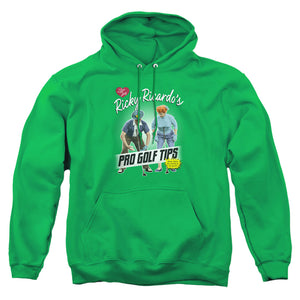 AN OFFCIALLY LICENSED I LOVE LUCY PRO GOLF TIPS ADULT UNISEX PULLOVER HOODIE KELLY GREEN