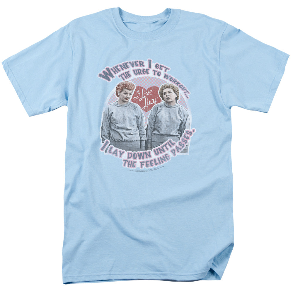 AN OFFCIALLY LICENSED I LOVE LUCY LUCYS WORKOUT MEN'S REGULAR FIT T-SHIRT LIGHT BLUE