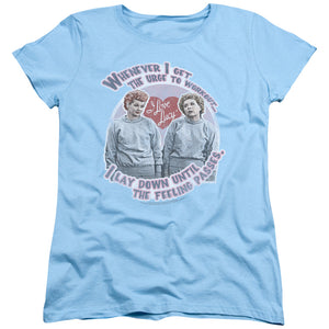 AN OFFCIALLY LICENSED I LOVE LUCY LUCYS WORKOUT WOMEN'S REGULAR FIT T-SHIRT LIGHT BLUE