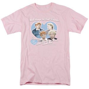AN OFFCIALLY LICENSED I LOVE LUCY ALWAYS BEST FRIENDS MEN'S REGULAR FIT T-SHIRT PINK