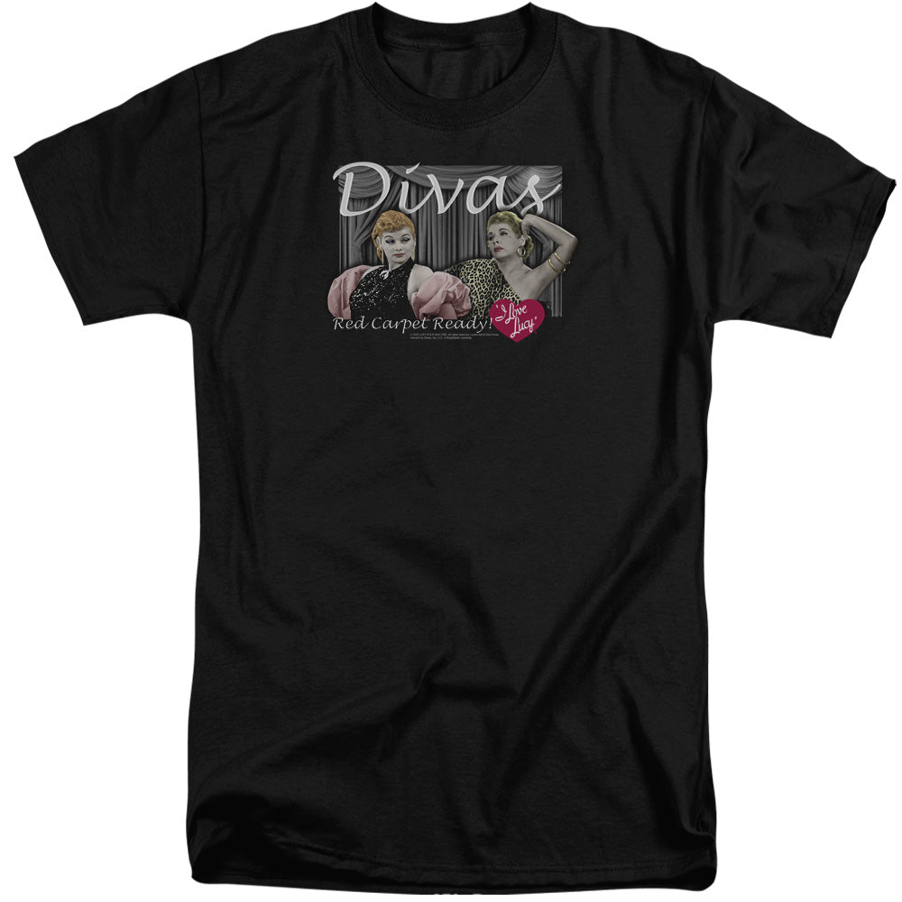 AN OFFCIALLY LICENSED I LOVE LUCY DIVAS MEN'S TALL FIT T-SHIRT BLACK