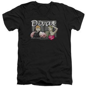 AN OFFCIALLY LICENSED I LOVE LUCY DIVAS MEN'S V-NECK T-SHIRT BLACK