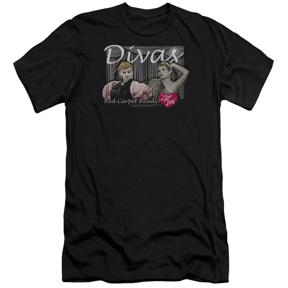 AN OFFCIALLY LICENSED I LOVE LUCY DIVAS MEN'S PREMIUM SLIM FIT T-SHIRT BLACK