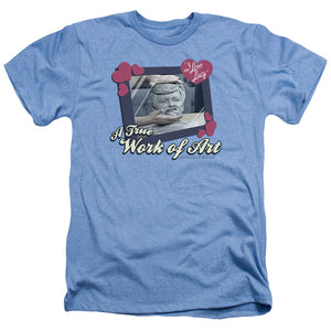 AN OFFCIALLY LICENSED I LOVE LUCY WORK OF ART MEN'S HEATHER T-SHIRT LIGHT BLUE