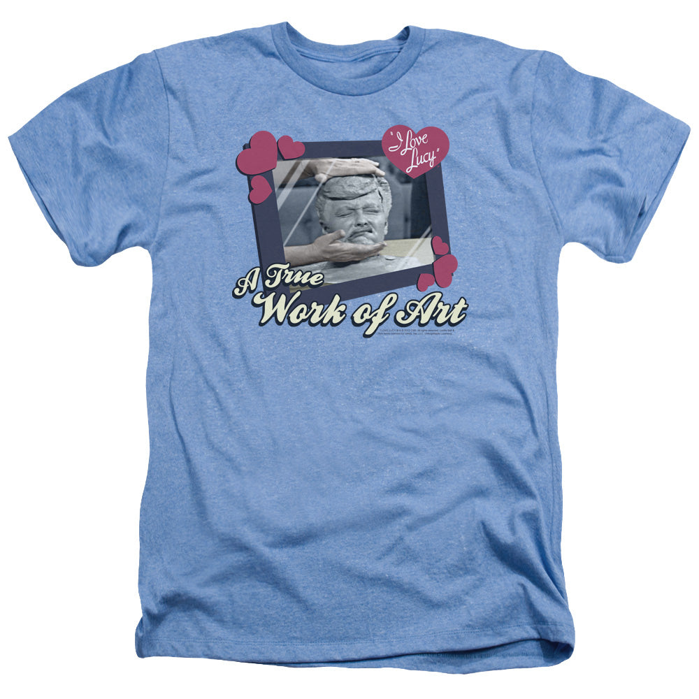 AN OFFCIALLY LICENSED I LOVE LUCY WORK OF ART MEN'S HEATHER T-SHIRT LIGHT BLUE
