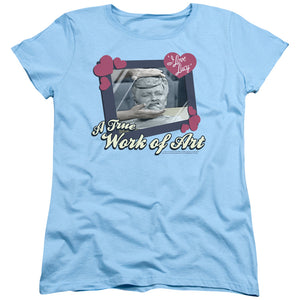 AN OFFCIALLY LICENSED I LOVE LUCY WORK OF ART WOMEN'S REGULAR FIT T-SHIRT LIGHT BLUE